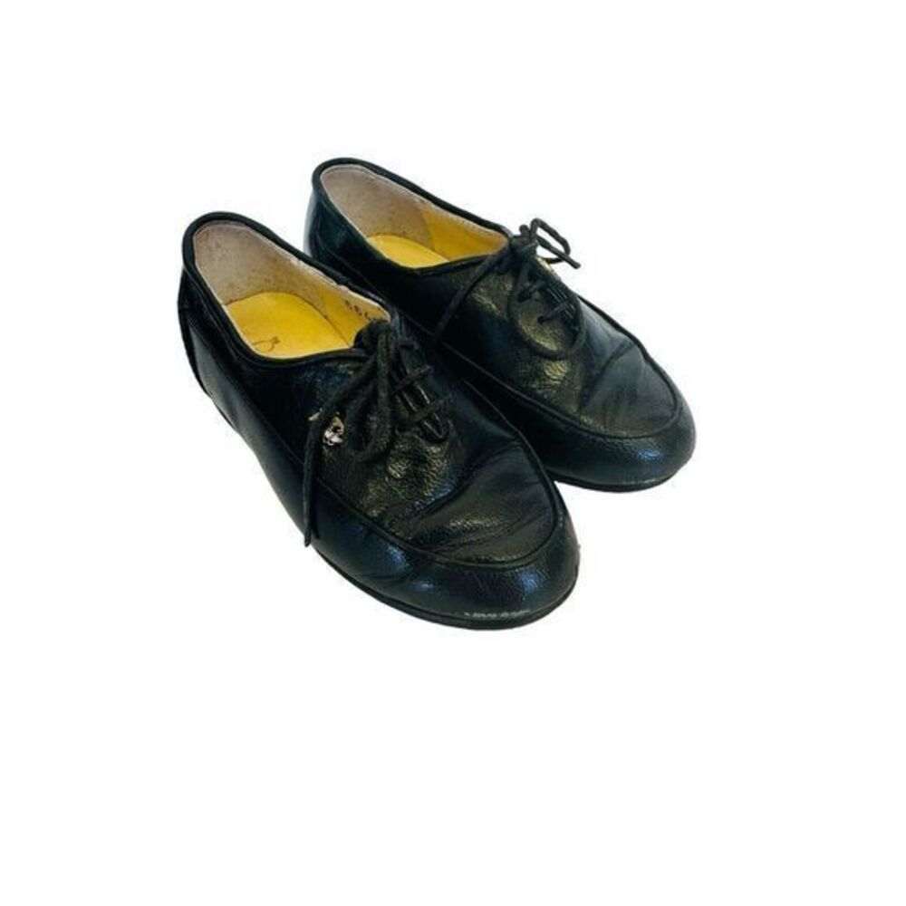 Vintage Louis Carmini Volpe Black Leather Childs Shoes 6 1/2‎ Dress Shoe Retro